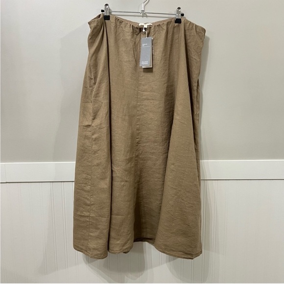 NEW Eileen Fisher 100% Irish Linen A-Line Midi Lined Skirt Lagenlook Driftwood - Picture 3 of 11